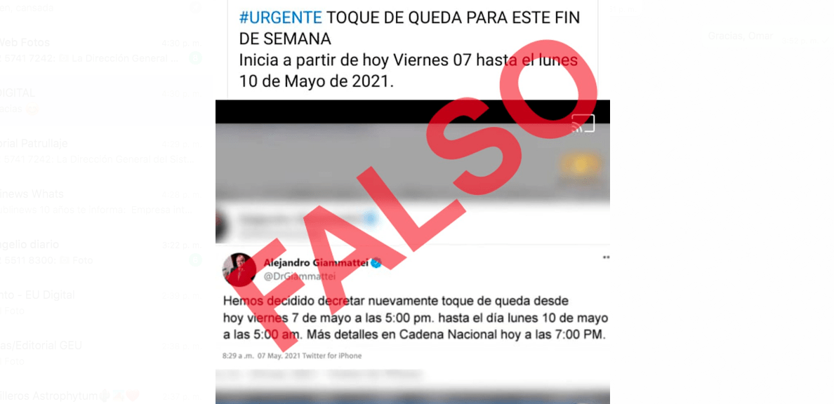 Presidencia desmiente toque de queda durante fin de semana previo al 10 de mayo