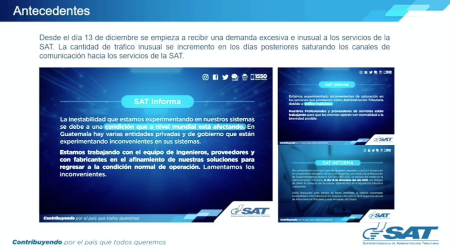 Antecedentes de inconvenientes de la SAT