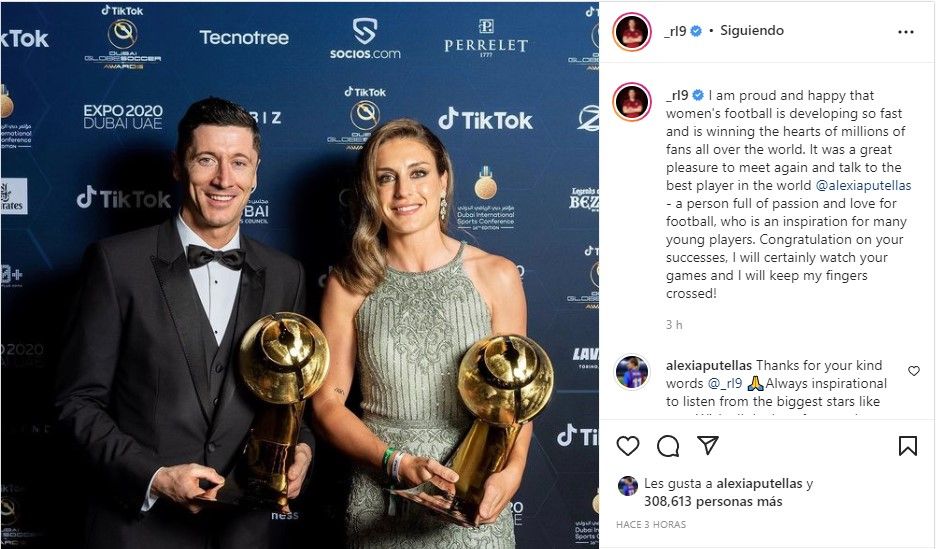 «Alexia es una inspiración para muchos jugadores jovenes», comenta Lewandowski