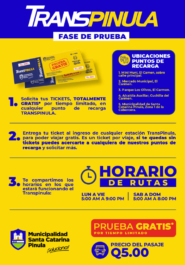 Tickets gratis para fase de prueba del TransPinula