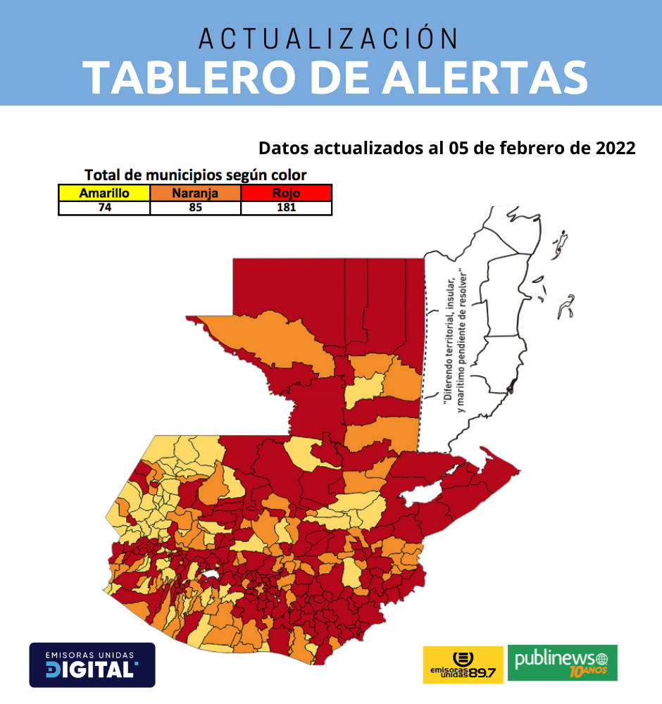 Semáforo de alertas por Covid-19 actualizado al 5 de febrero 2022