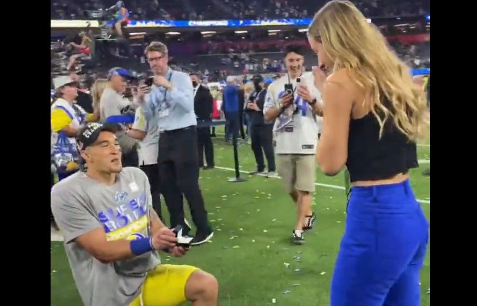 VIDEO. ¡Dijo que sí! Taylor Rapp le propone matrimonio a su pareja al ganar el Super Bowl LVI