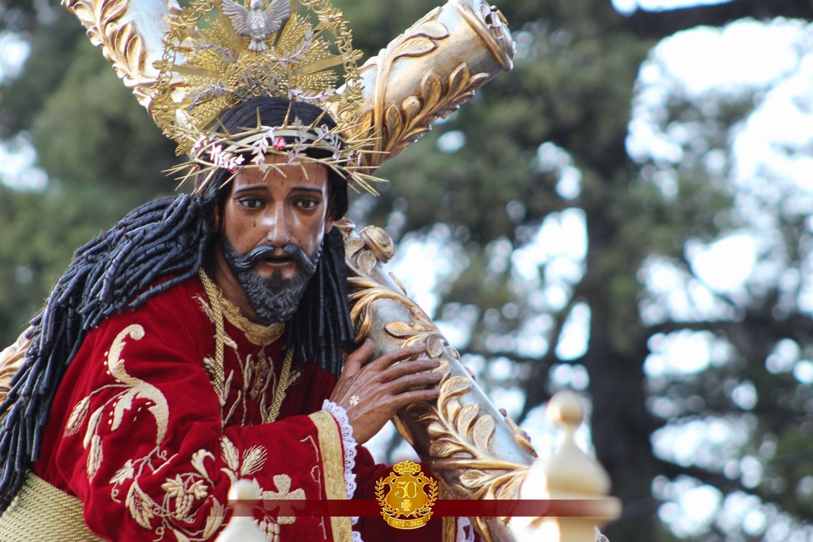 Cortejo procesional de Jesús Nazareno del Rescate recorre las calles de la zona 1