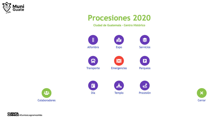Aplicación web de la Municipalidad de Guatemala de recorridos procesionales