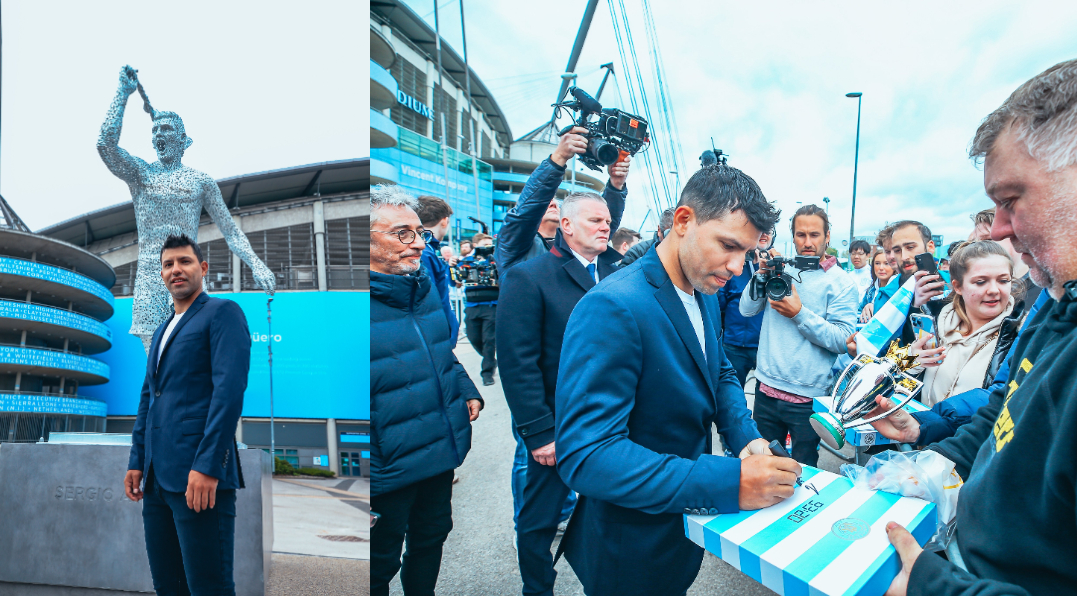 Manchester City inauguró una estatua en homenaje al ‘Kun’ Agüero