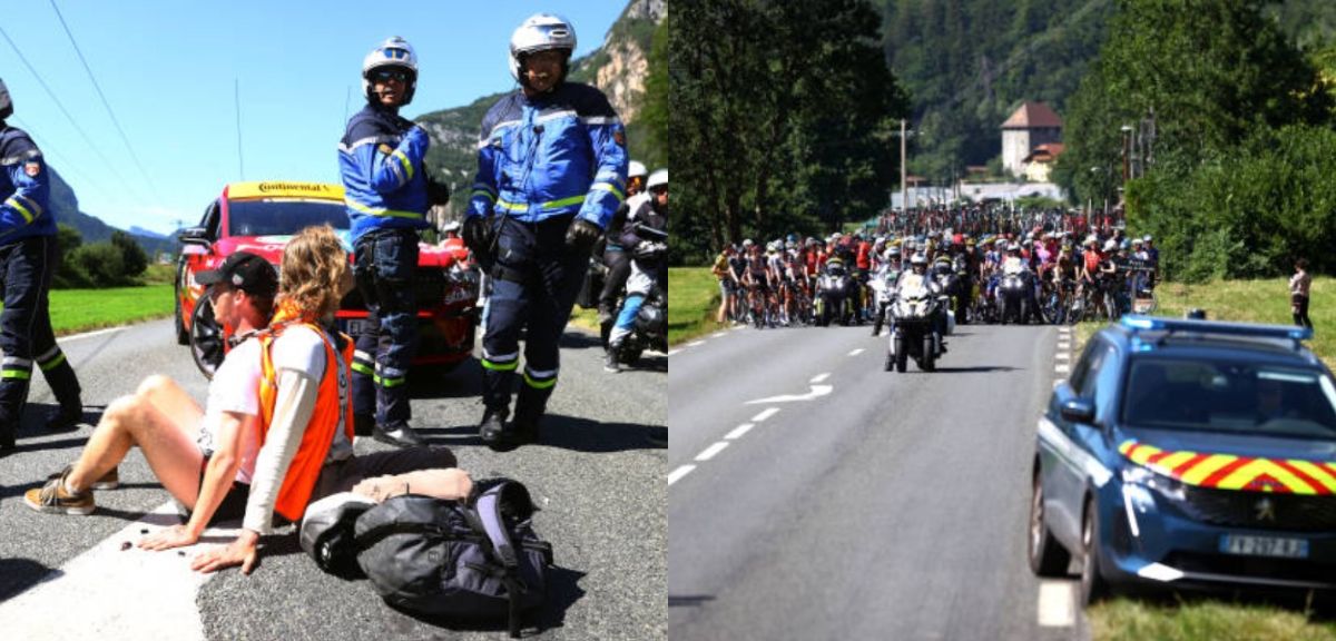 VIDEO. Décima etapa del Tour de Francia fue interrumpida por manifestantes