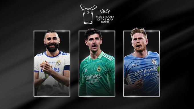 Nominados a Jugador del Año de la UEFA: Benzema, Courtois, De Bruyne