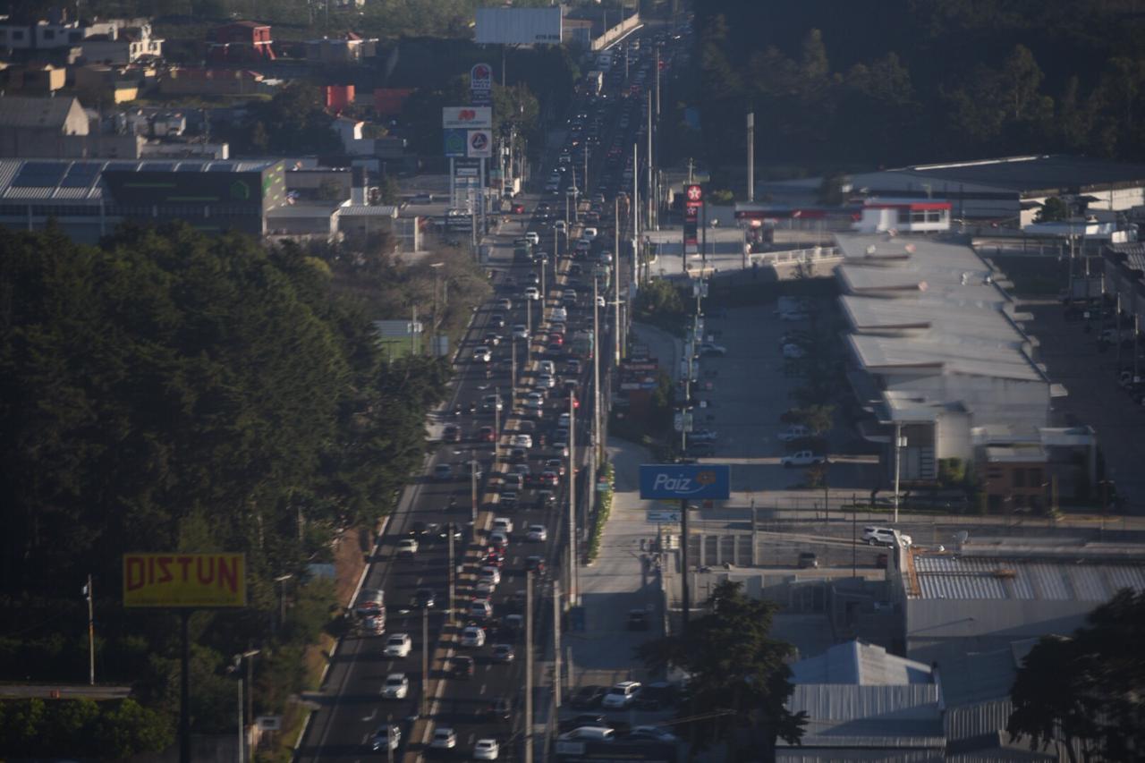 Advierten tráfico lento para mañana en ruta de Santa Catarina Pinula