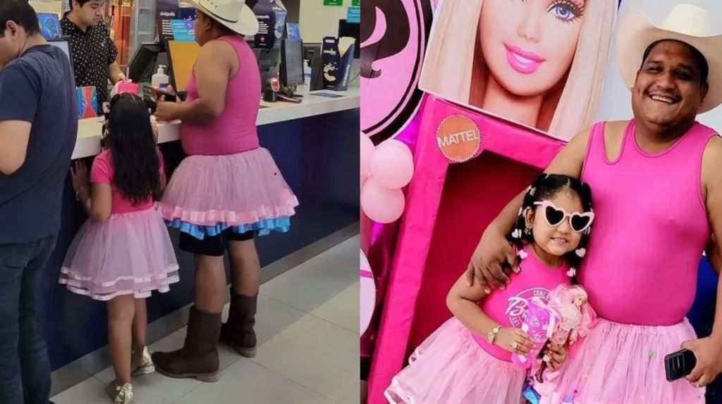 Barbie: papá se gana el corazón de muchos al vestirse de rosa por su hija