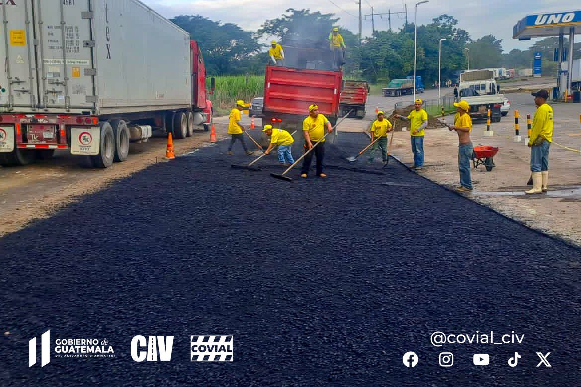 Tránsito lento en Siquinalá: Covial retoma trabajos por hundimiento