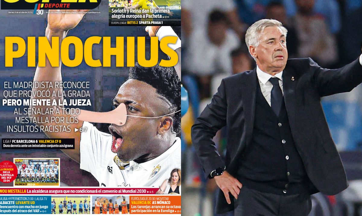 Ancelotti defiende a Vinicius tras polémica portada de un diario de Valencia