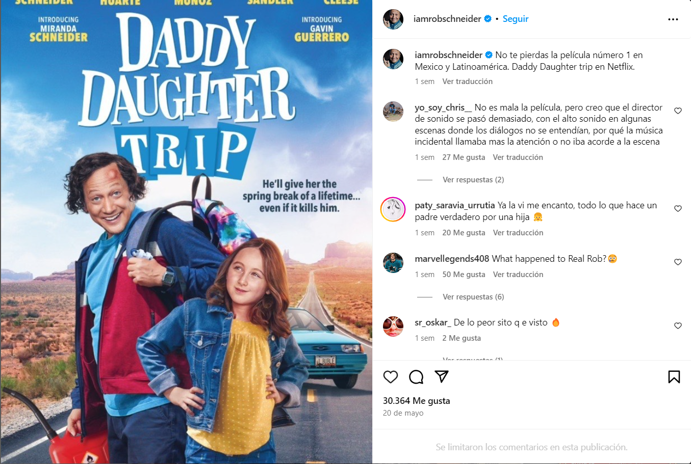 Rob Schneider y Patricia Maya triunfan en Netflix con «Qué viaje con Papá»