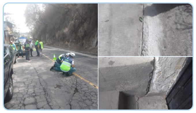 Conred evalúa grietas en viviendas y carretera de zona 16