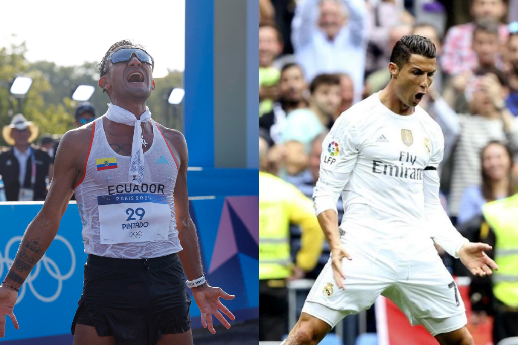 Marchista ecuatoriano celebra como Cristiano Ronaldo tras ganar medalla de oro